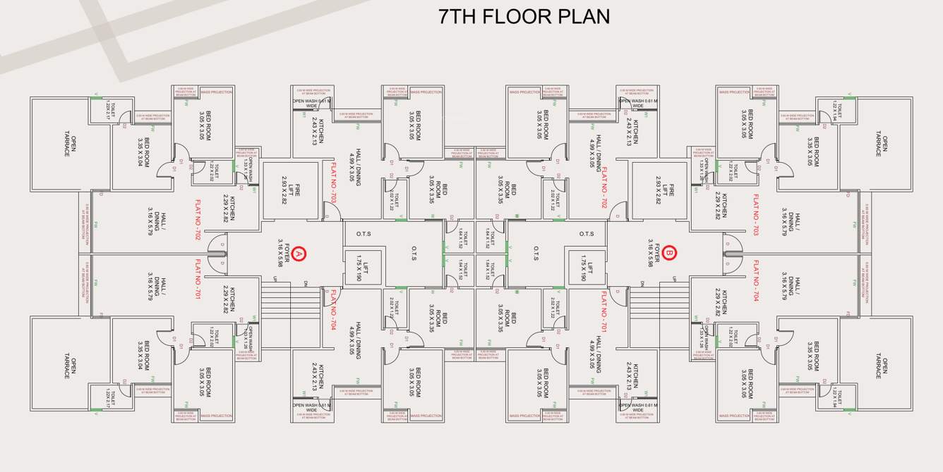  bala hanuman heights Tower A B Cluster Plan for 7th Floor