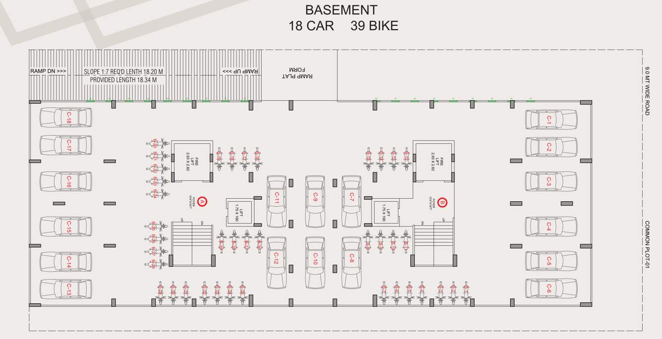  bala hanuman heights Tower A B Cluster Plan for basement Floor