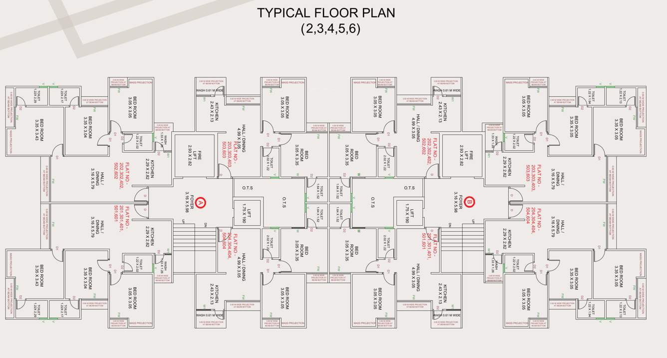  bala hanuman heights Tower A B Cluster Plan from 2nd to 6th Floor
