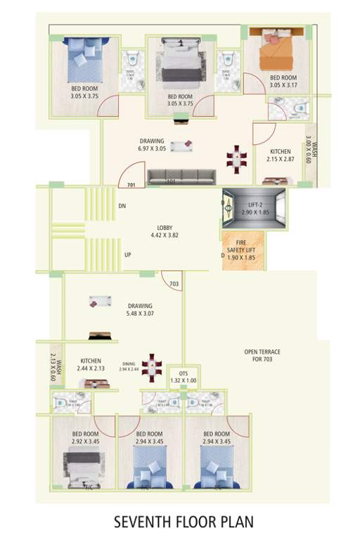 galaxy 7 Block A Cluster Plan for 7th Floor