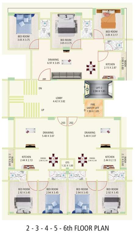 galaxy 7 Block A Cluster Plan from 2nd to 6th Floor