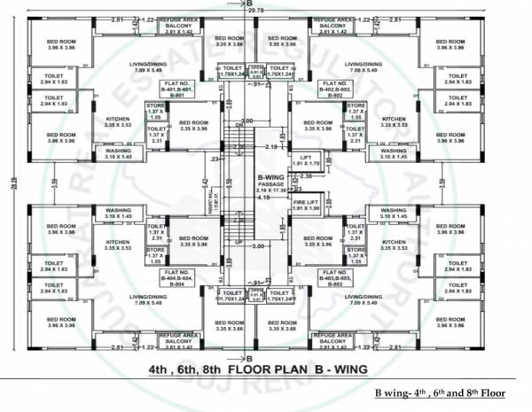  fortune-vistara B Cluster Plan from 4th to 8th Floor
