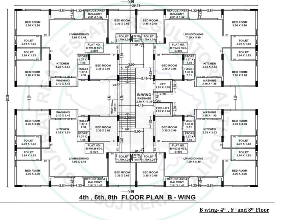  fortune vistara B Cluster Plan from 4th to 8th Floor