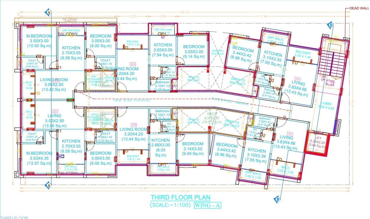 shiv tirth heights Shiv Tirth Heights A Wing Cluster Plan 3rd Floor