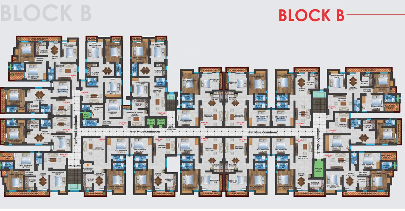  k j m palace Kamini Jagannath Maheshwari Palace Block B Cluster Plan from 1st to 5th Floor