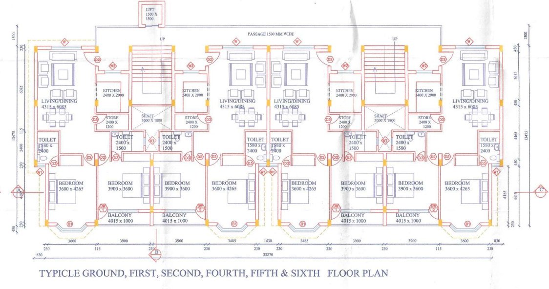 dev bhoomi royal homes Block A Cluster Plan from 1st to 6th Floor