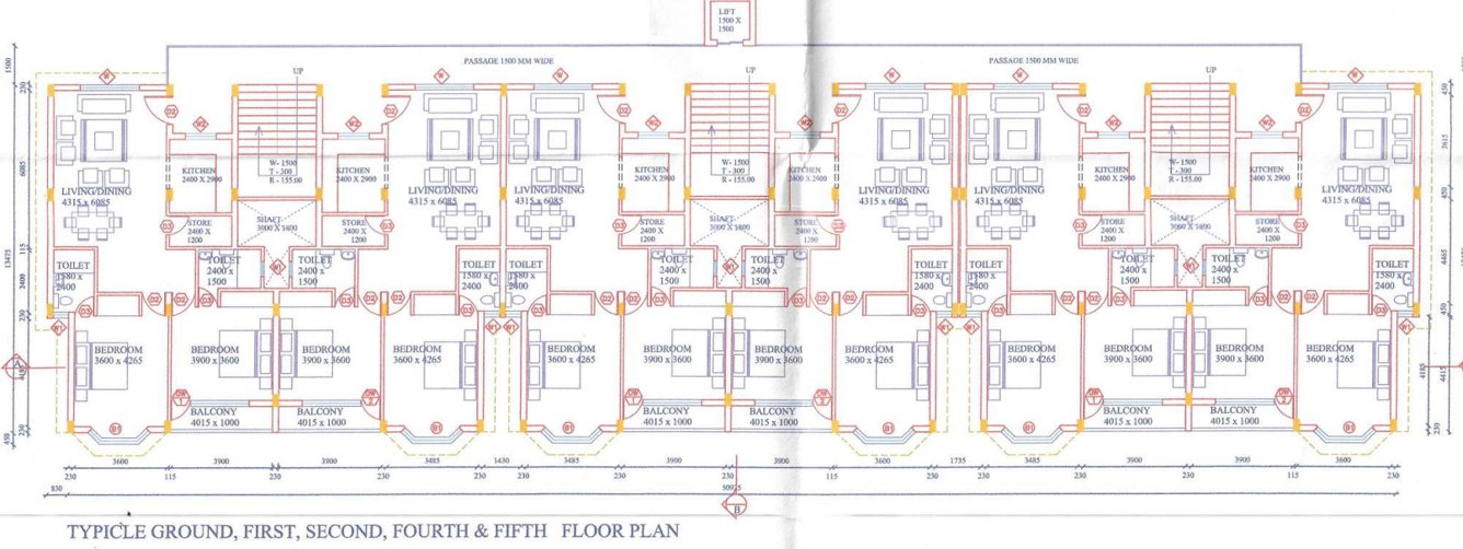 dev bhoomi royal homes Block B Cluster Plan from 1st to 5th Floor