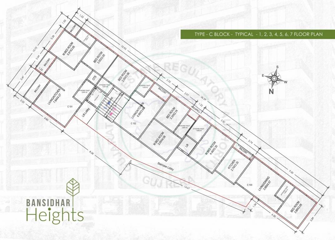 bansidhar heights Block C Cluster Plan from 1st to 7th Floor