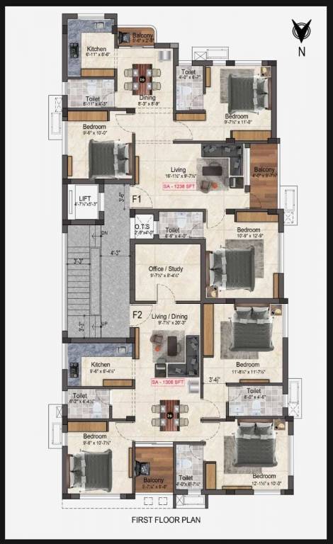  kumaraguru flat Kumaraguru Flat Cluster Plan for 1st Floor