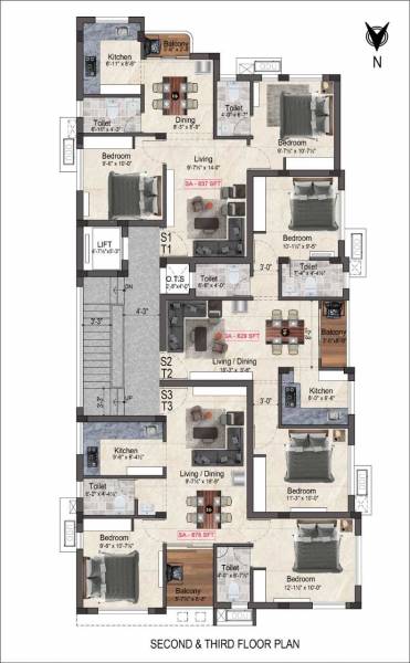  kumaraguru-flat Kumaraguru Flat Cluster Plan from 2nd to 3rd Floor