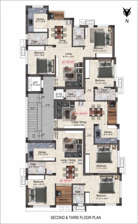  kumaraguru flat Kumaraguru Flat Cluster Plan from 2nd to 3rd Floor