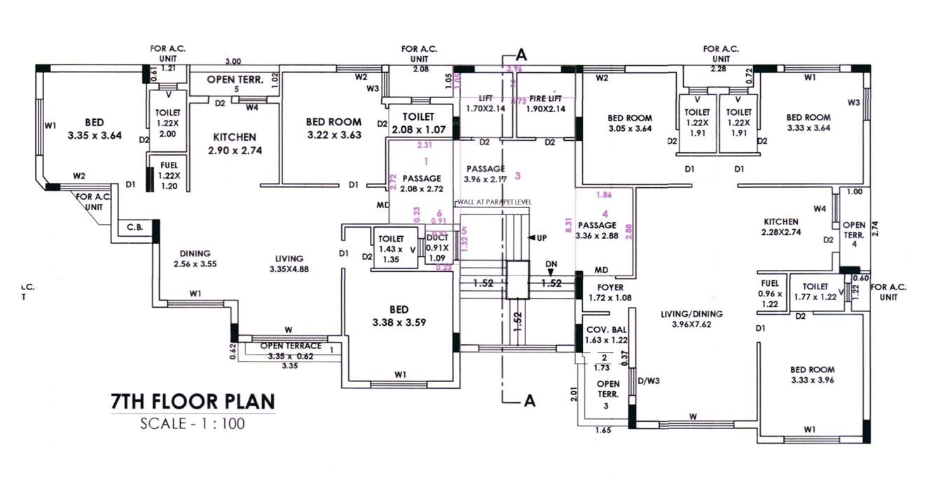  height Height Cluster Plan for 7th Floor