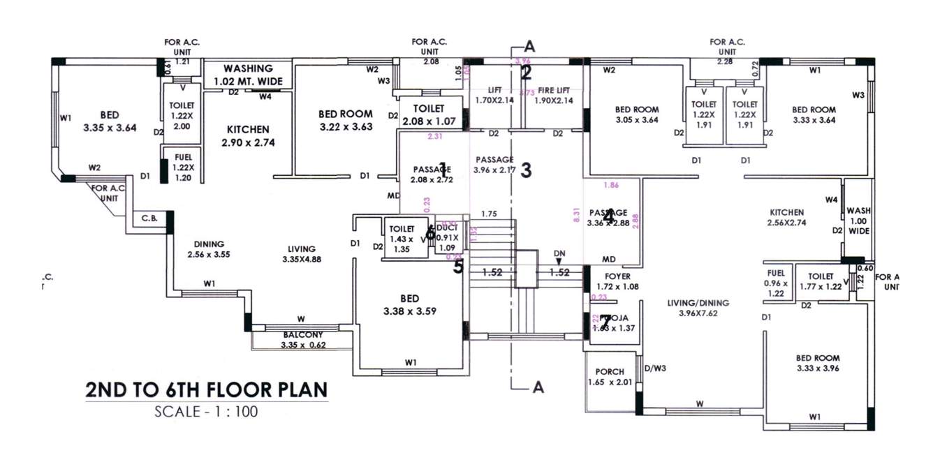  height Height Cluster Plan from 2nd to 6th Floor
