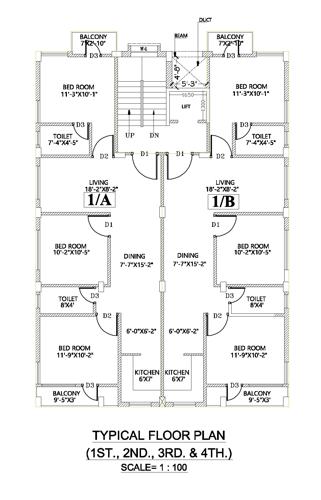  madhuja-co-operative Madhuja Co Operative Cluster Plan from 1st to 4th Floor