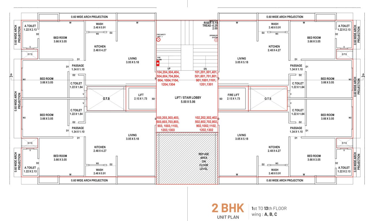  atharv heights Block B Cluster Plan from 1st to 13th Floor