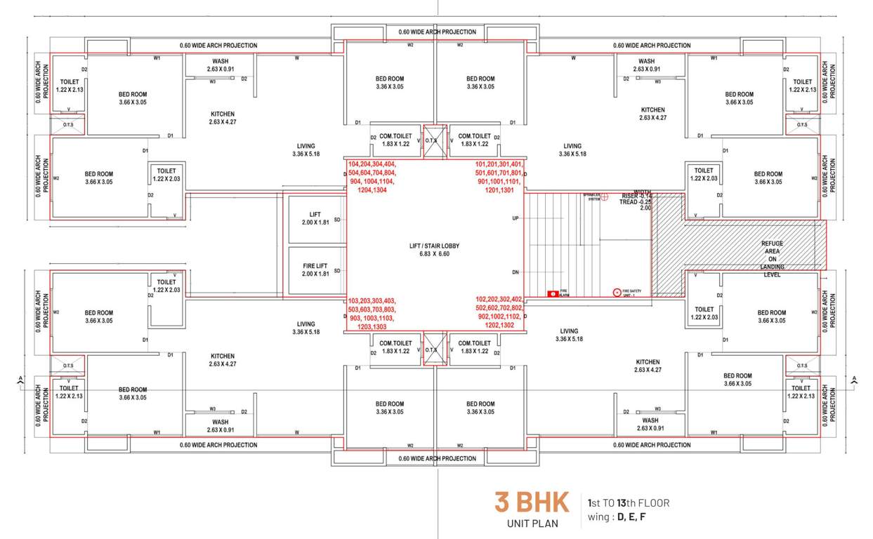  atharv heights Block F Cluster Plan from 1st to 13th Floor