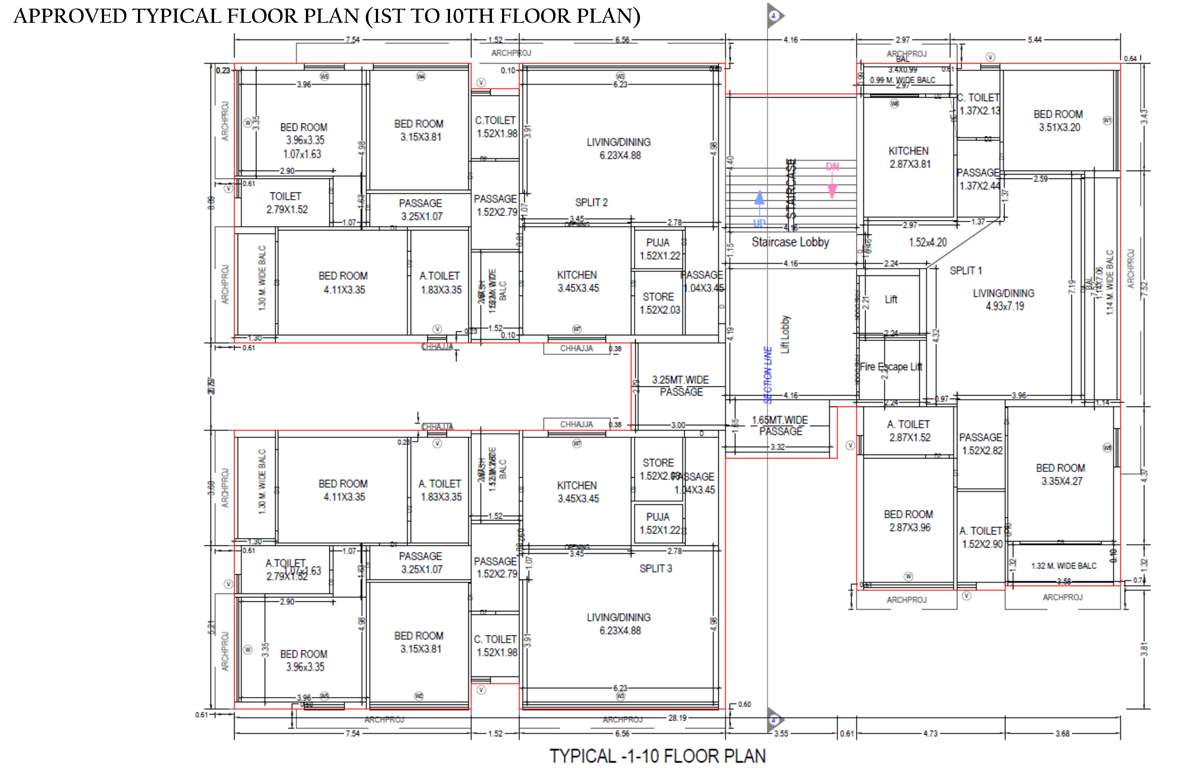 sumukh township phase 1 a3 A3 Building Cluster Plan from 1st to 10th Floor