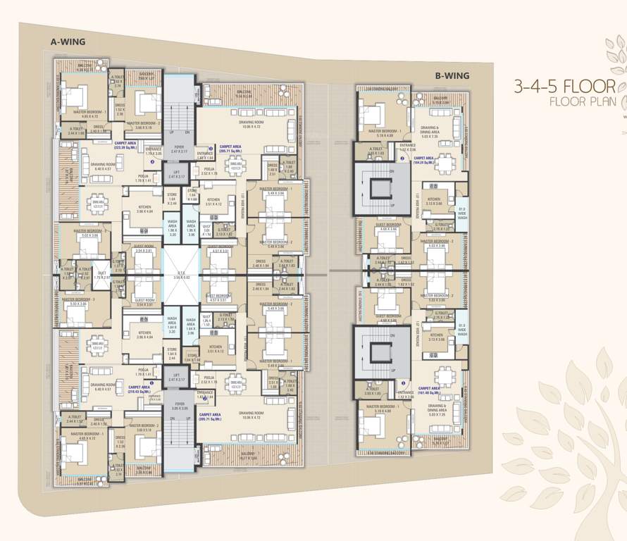  saundarya Wing B Cluster Plan from 3rd to 5th Floor