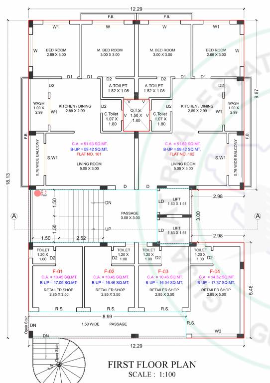  gauri shankar heights Tower A Cluster Plan for 1st Floor