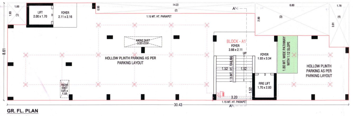  adarshnagar Tower A1 Cluster Plan for ground Floor