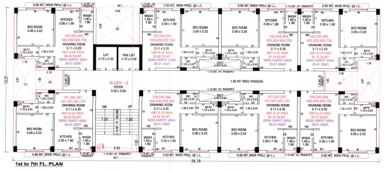  adarshnagar Tower B Cluster Plan from 1st to 7th Floor