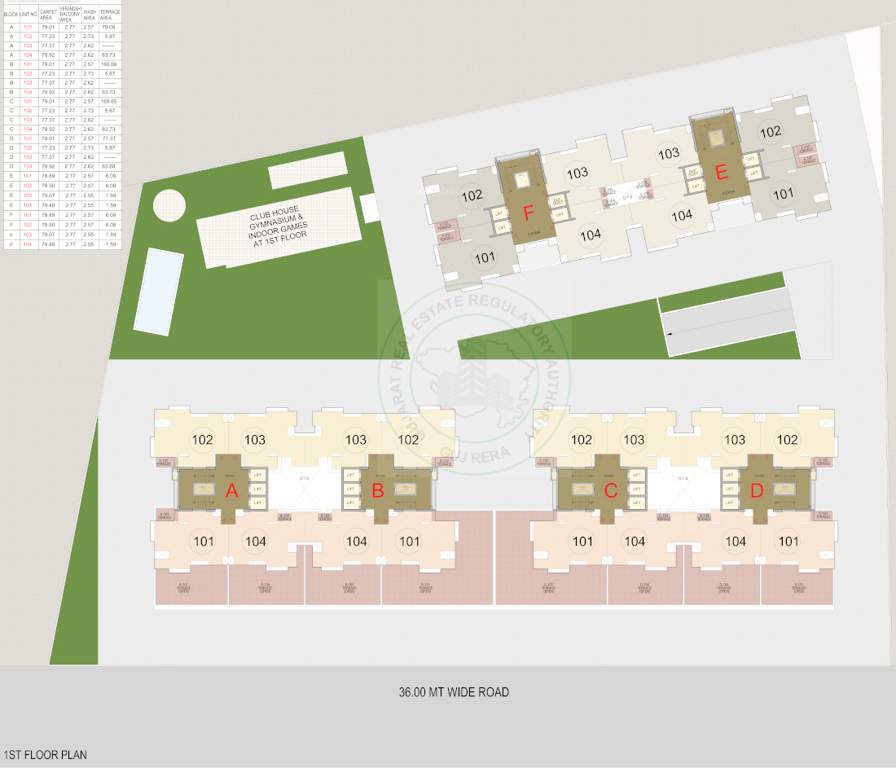  orchid finsbury Tower A B C D E F Cluster Plan for 1st Floor