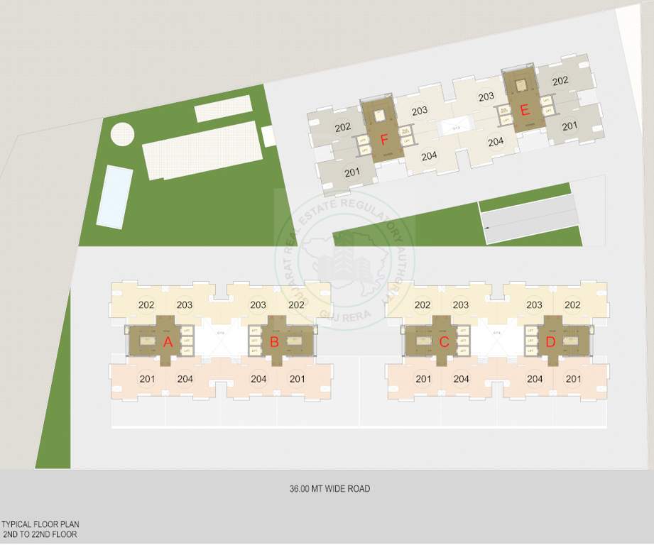 orchid finsbury Tower A B C D E F Cluster Plan from 2nd to 22th Floor