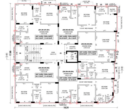 new-panchshil-apartment-owners-association Block A Cluster Plan from 2nd to 5th Floor