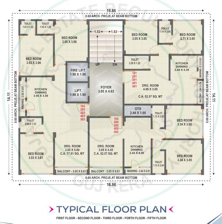 oliz homes Oliz Homes Cluster Plan from 1st to 5th Floor