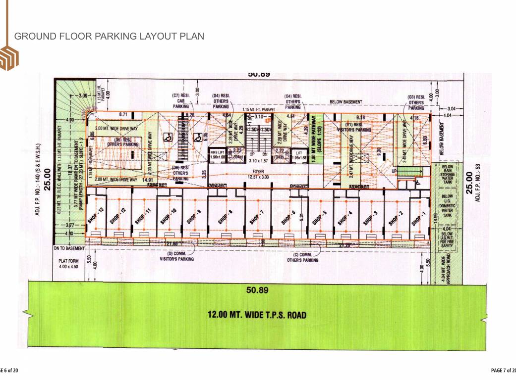  shyam 68 Tower A Cluster Plan for ground parking Floor