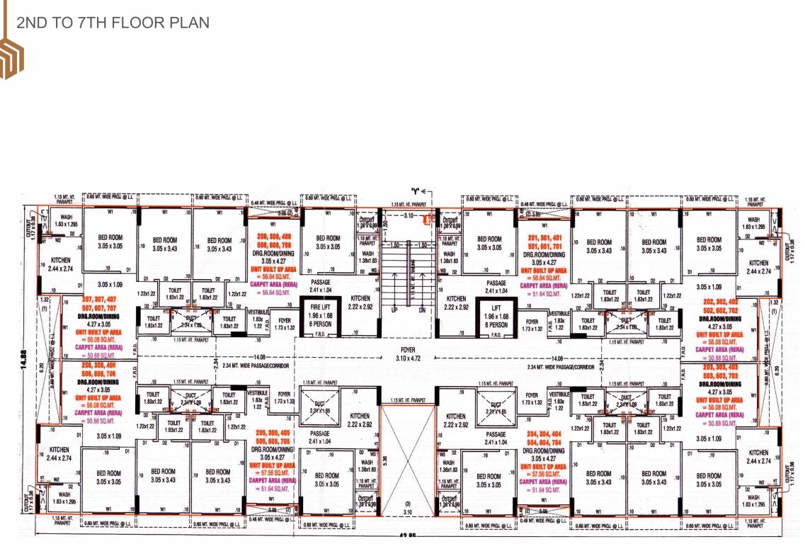  shyam 68 Tower A Cluster Plan from 2nd to 7th Floor