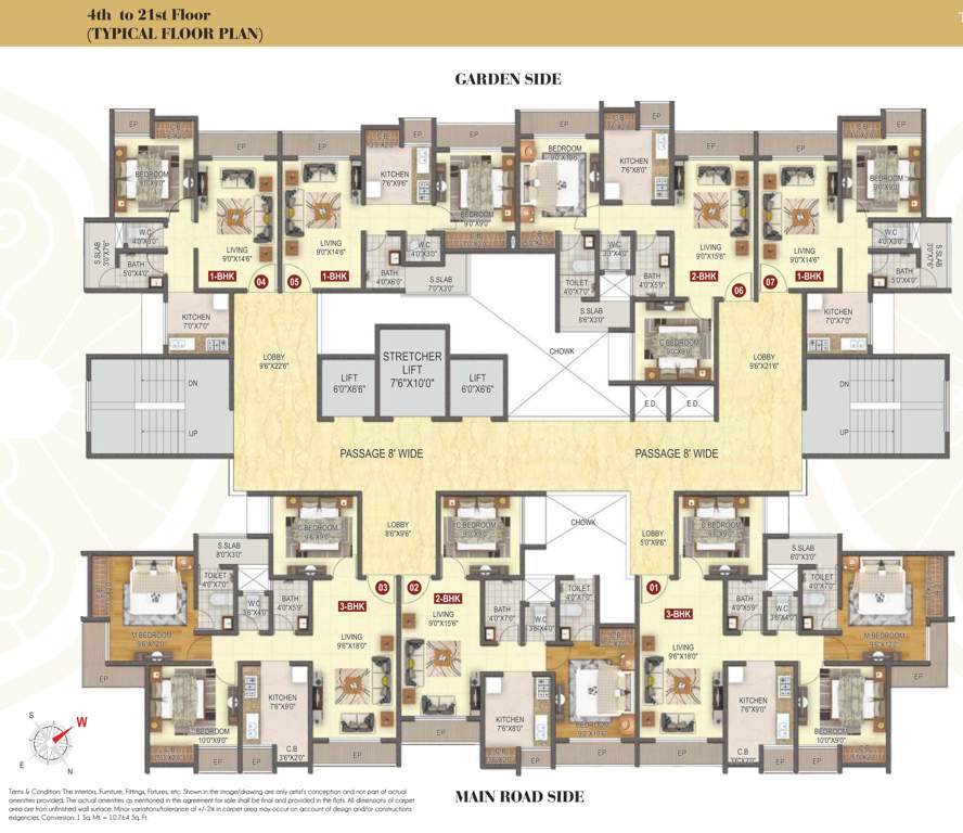  the heavens palace phase iii Wing 1 Cluster Plan for typical Floor