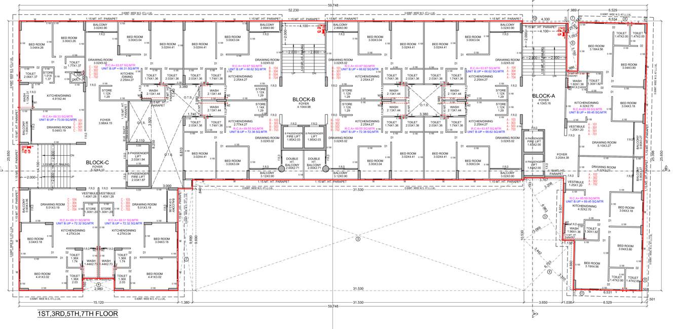  orium elements Block A B C Cluster Plan from 1st to 7th Floor