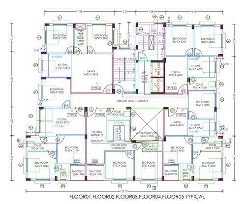 Bk Akansha Cluster Plan from 1st to 5th Floor bk-akansha Bk Akansha Cluster Plan from 1st to 5th Floor