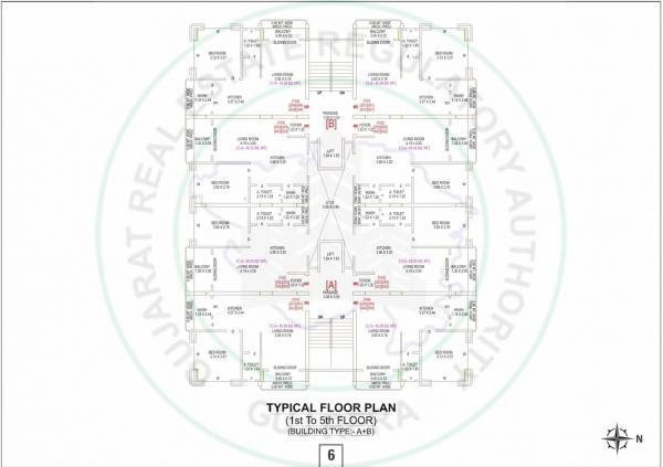 A+B Cluster Plan from 1st to 5th Floor radhe-residency-2 A+B Cluster Plan from 1st to 5th Floor