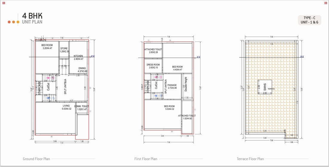shashwat villa Cluster Plan from 1st to 6th Floor
