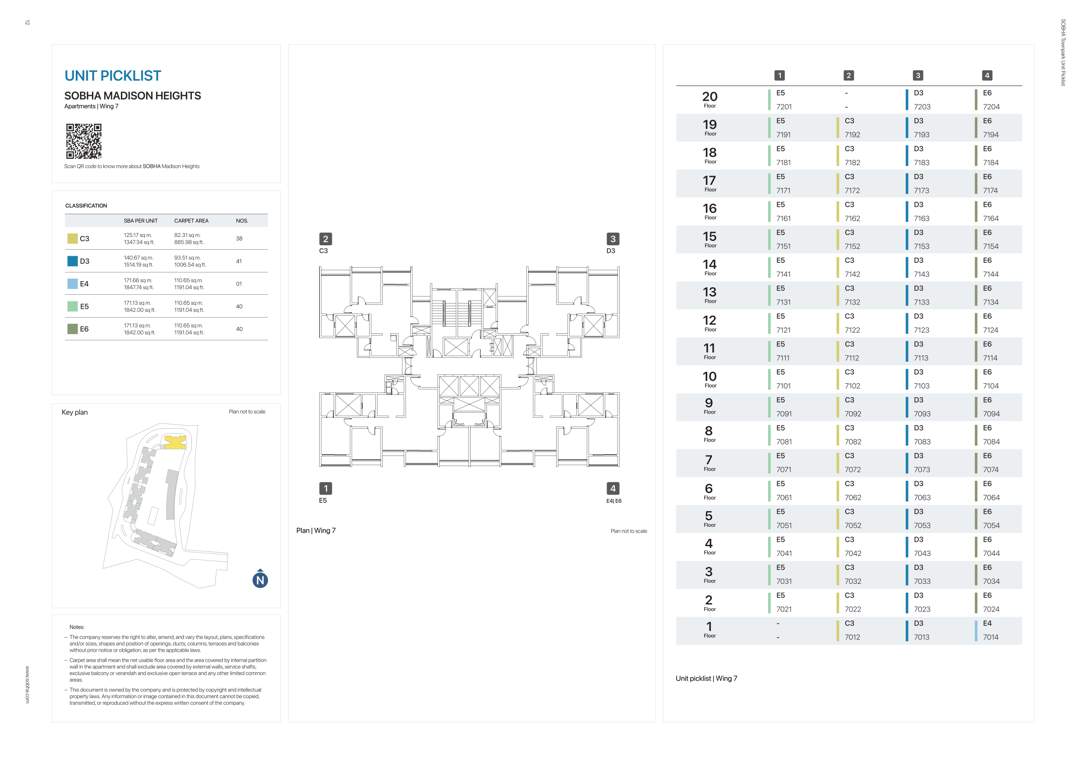  madison heights townpark phase 1 w5 to 7 Wing 7 Cluster Plan from 1st to 20th Floor