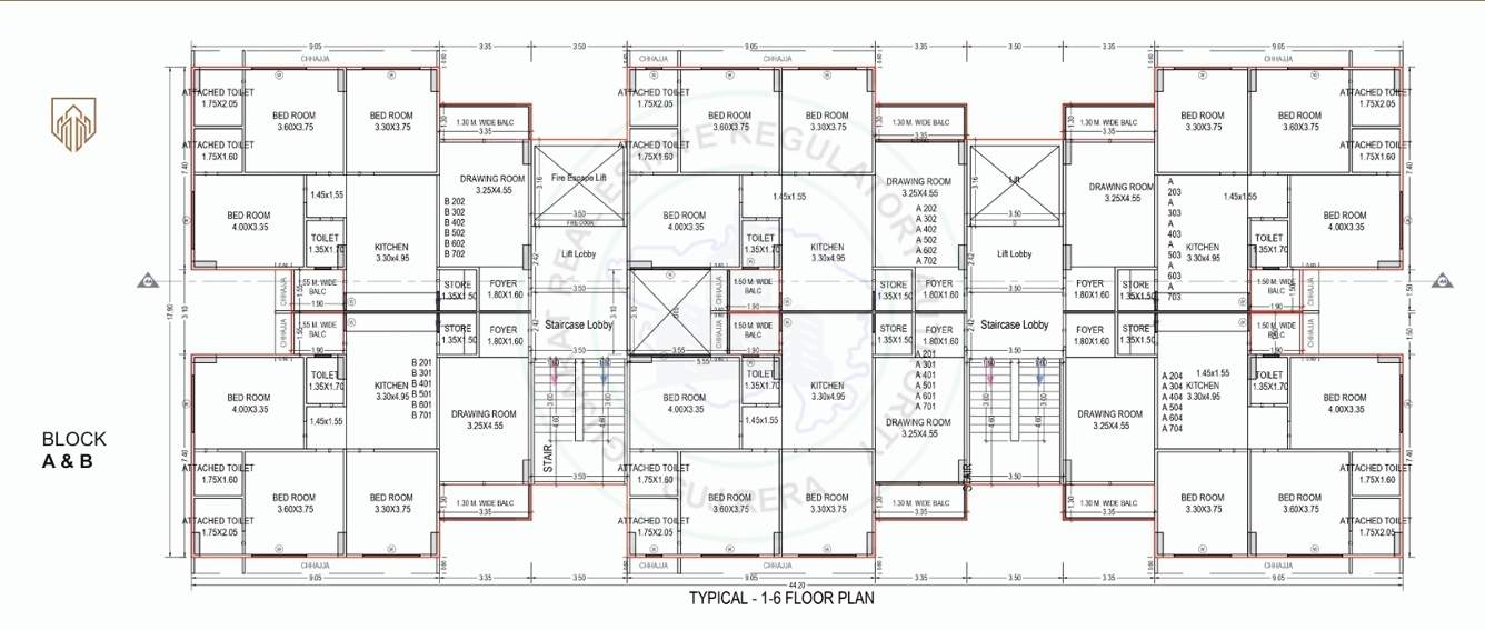 suvarna exotica B Cluster Plan from 1st to 6th Floor