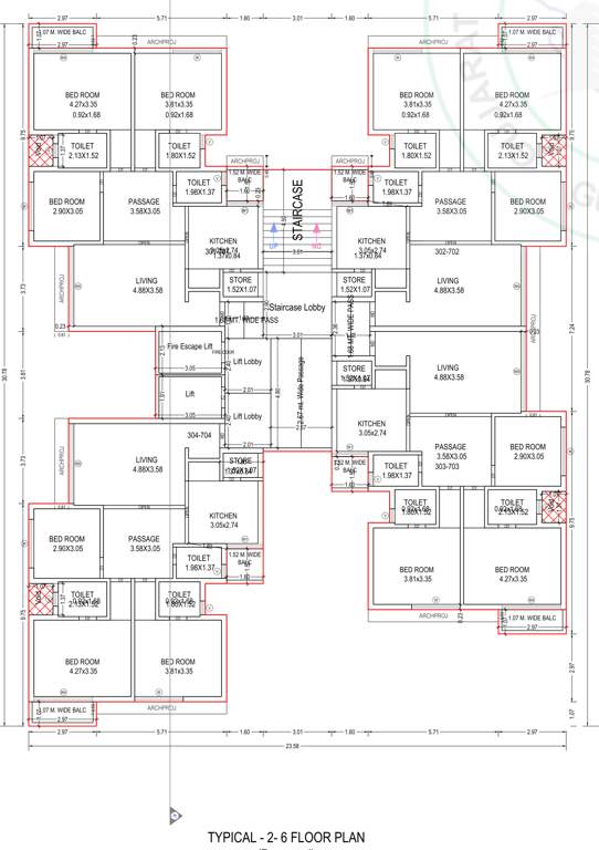 shree divyesh apartment Shree Divyesh Apartment Cluster Plan from 2nd to 6th Floor