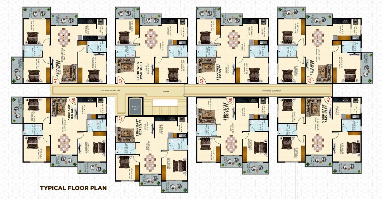  greenwoods Tower A Cluster Plan from 1st to 4th Floor