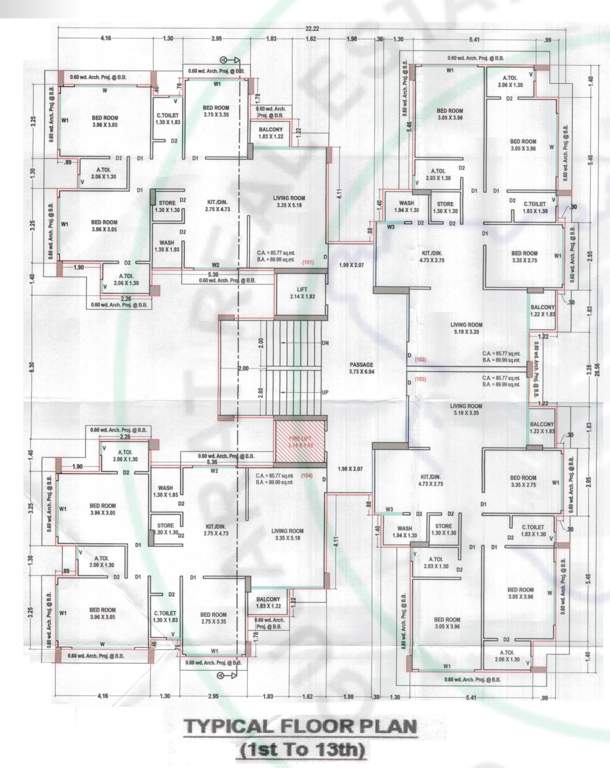 prestige mirana Tower A B Cluster Plan from 1st to 13th Floor