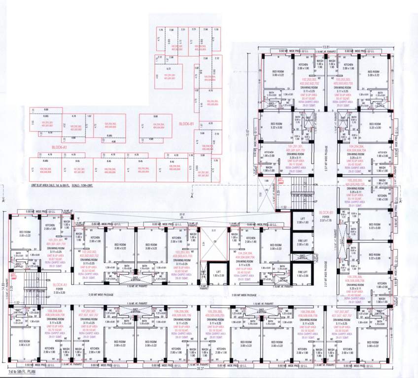 vandemataram vardhmannagar Block B1 Cluster Plan from 1st to 5th Floor