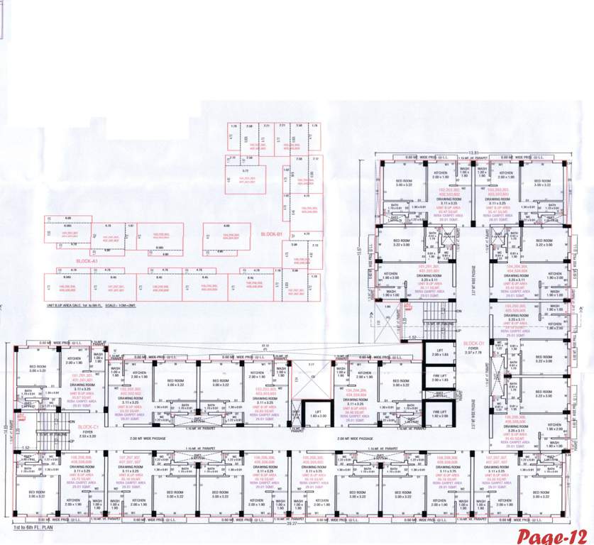 vandemataram vardhmannagar Block C1 Cluster Plan from 1st to 6th Floor