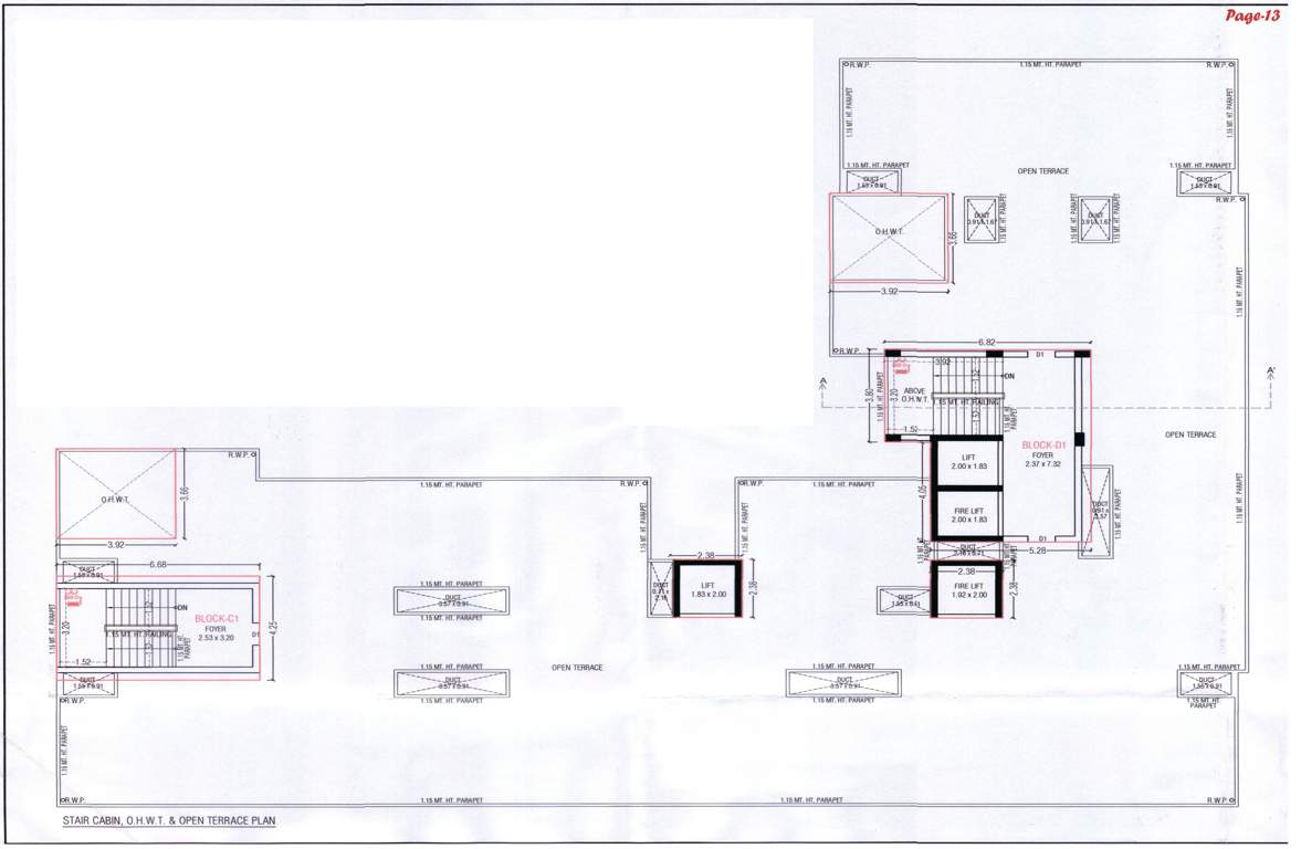 vandemataram vardhmannagar Block D1 Cluster Plan for Terrace Floor