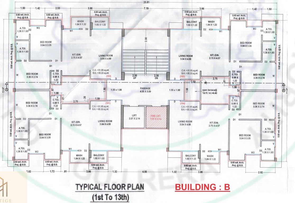  prestige milaar Tower B Cluster Plan from 1st to 13th Floor