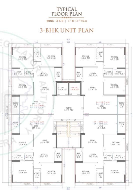  palm excellencia Block B Cluster Plan from 1st to 11th Floor