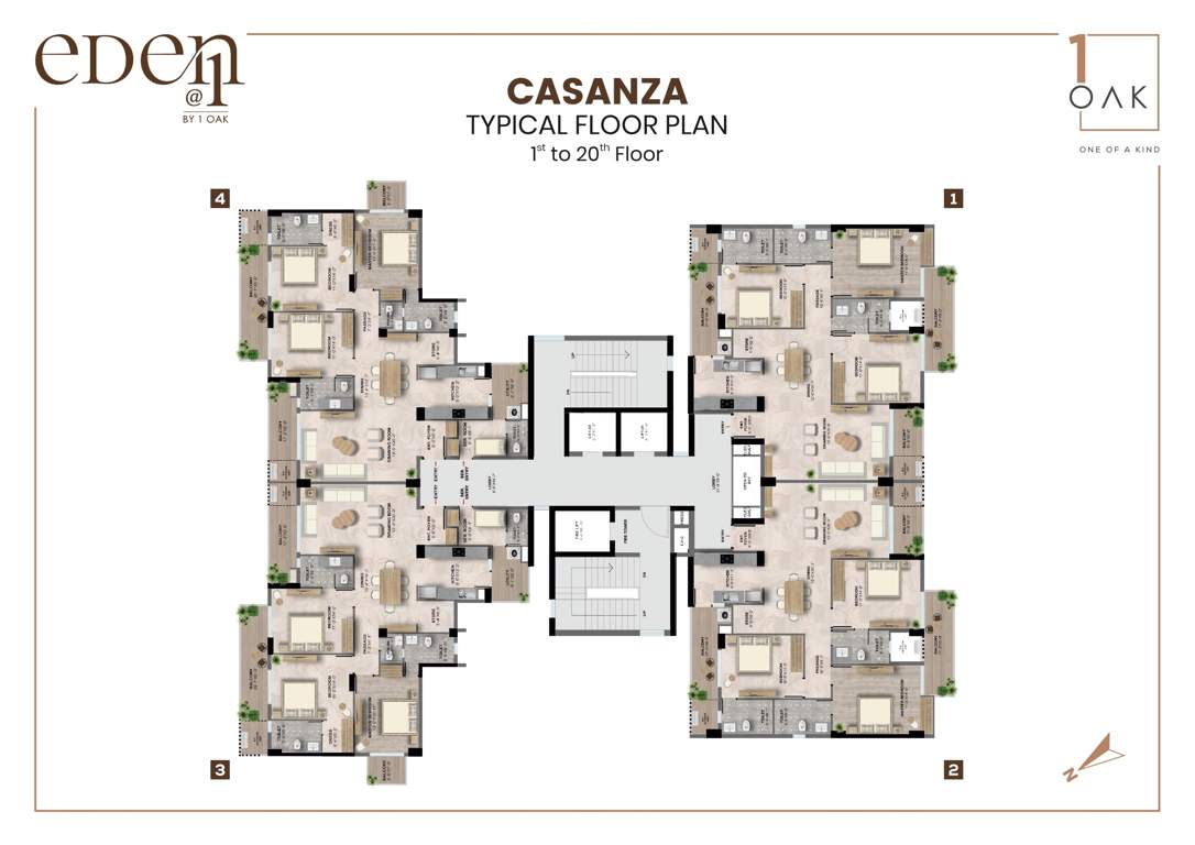  eden at 1 Tower  01 Cluster Plan from 1st to 20th Floor