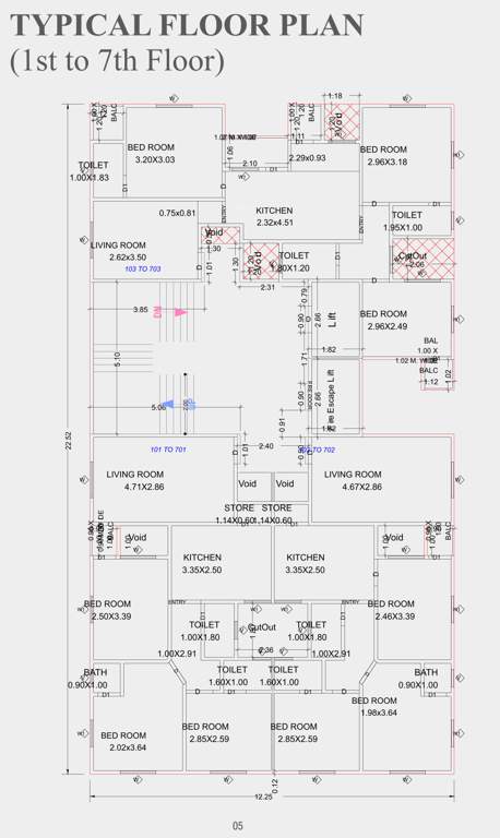 shiv shashank apartment Block A Cluster Plan from 1st to 7th Floor