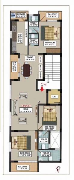  krishna-flats Krishna Flats Cluster Plan from 1st to 3rd Floor