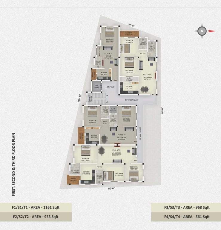  sai keerthi flats Sai Keerthi Flats Cluster Plan from 1st to 3rd Floor